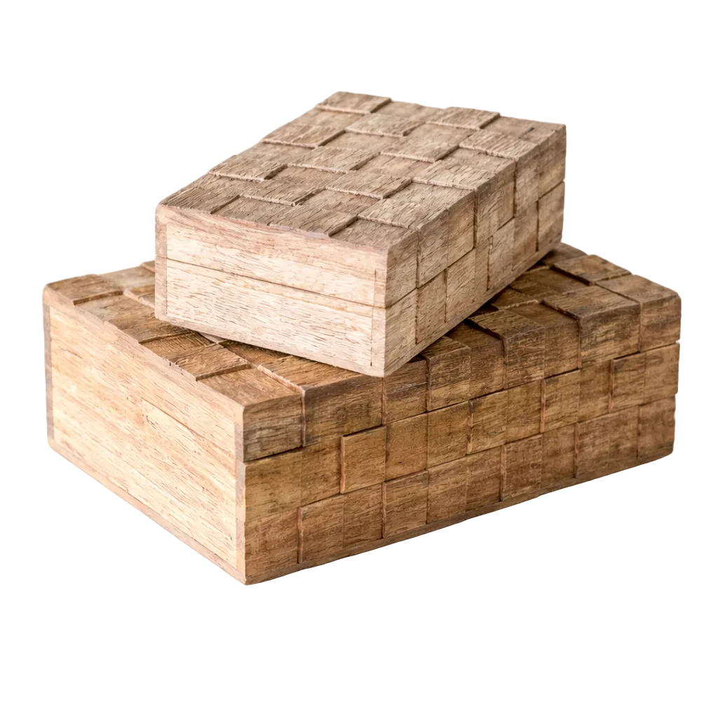 Wooden Weave Storage Boxes Set - Luxe B Co