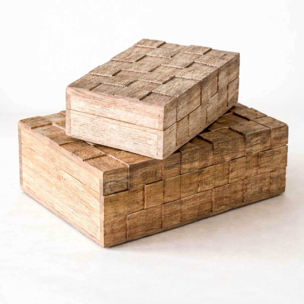 Wooden Weave Storage Boxes Set - Luxe B Co