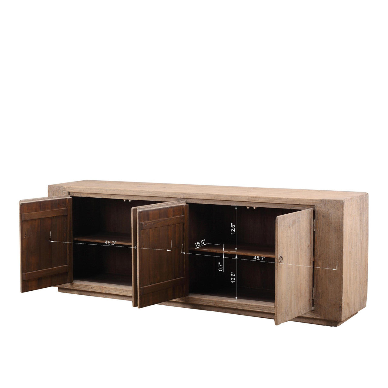 Zuma Four Doors Reclaimed Elm Wood Cabinet | By Luxe B Co.