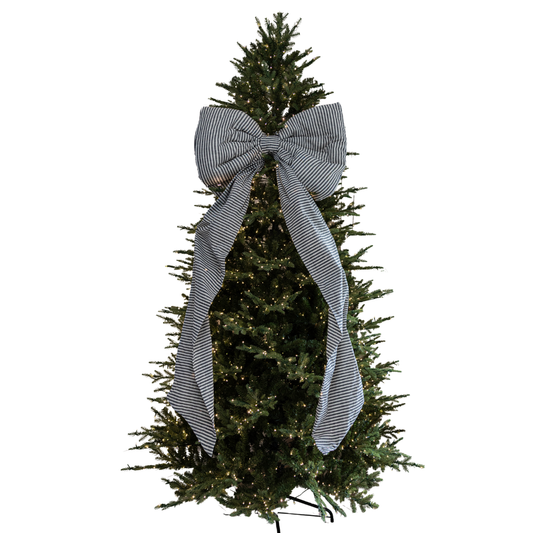 Oversized Charcoal Striped Bow