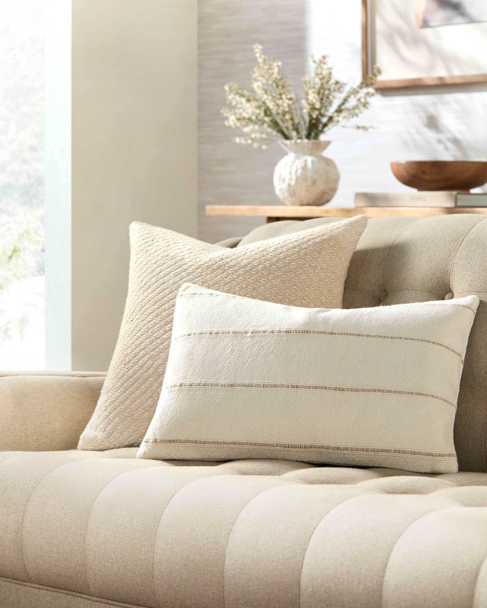 Ivory Sketched Lines Pillow | By Luxe B Co.