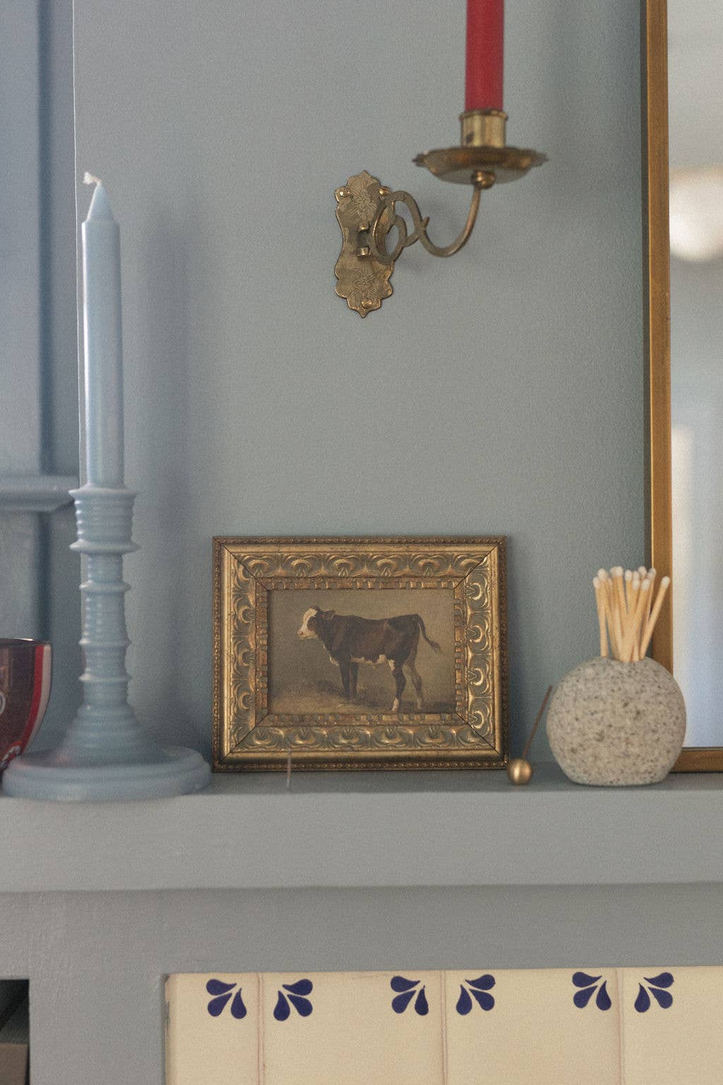 Vintage Calf Framed Antique Art