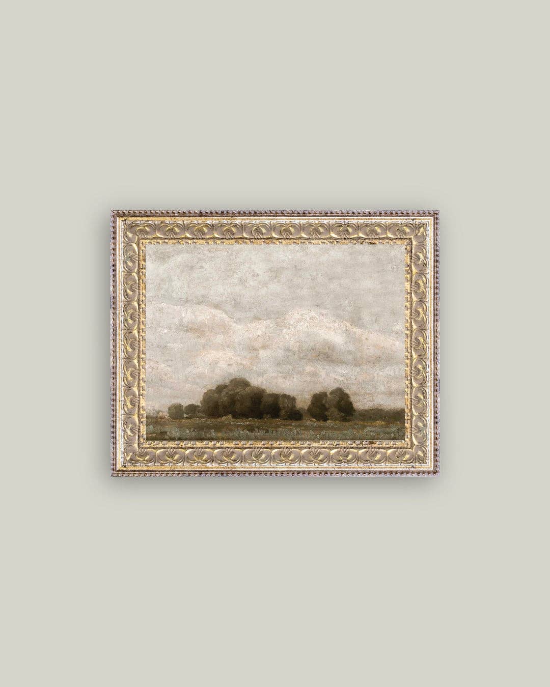 Tree and Cloud Landscape Framed Antique Art