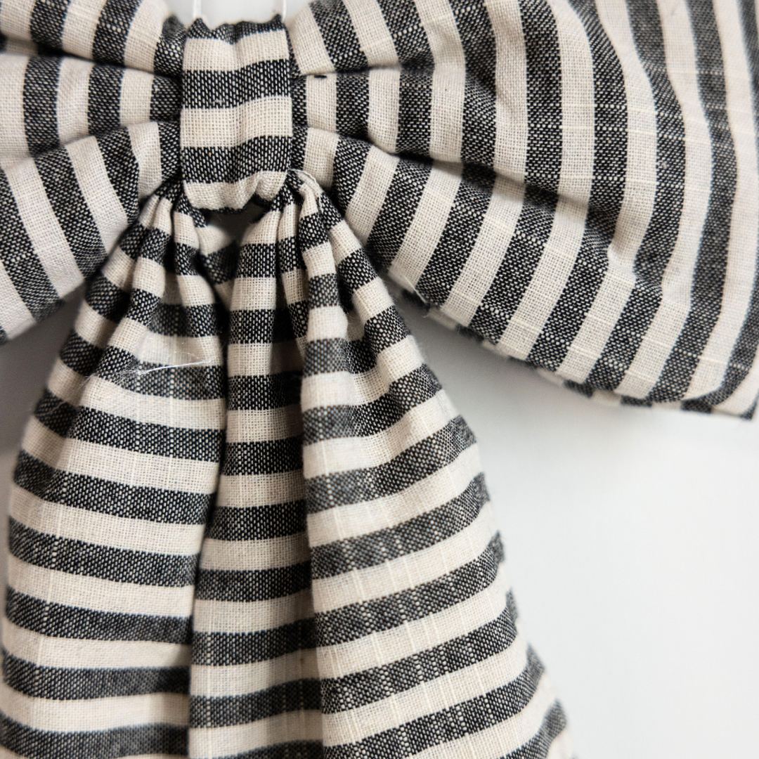 Striped Dark Charcoal Bow Garland - Luxe B Co