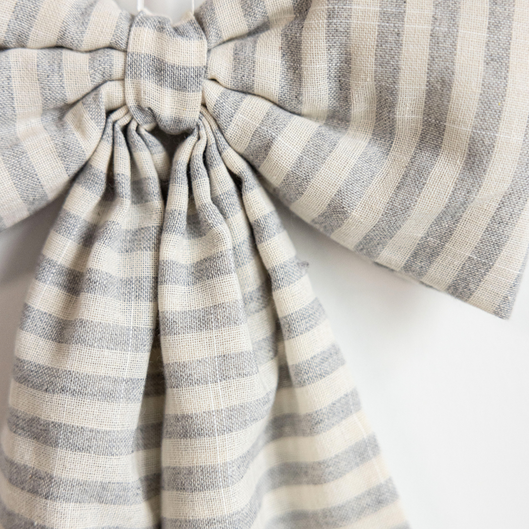 Striped Grey Blue Bow Garland - Luxe B Co