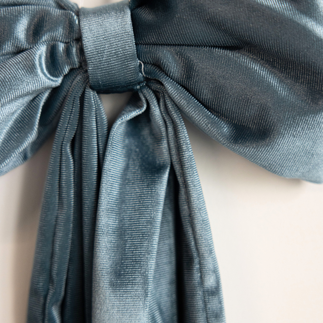 Dusty Blue Velvet Holiday Bows - Luxe B Co