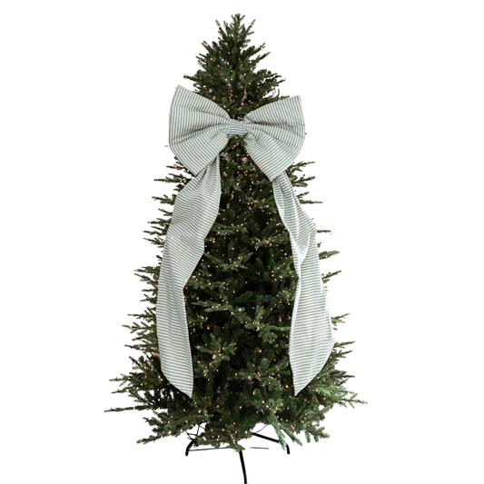 Oversized Green Striped Bow