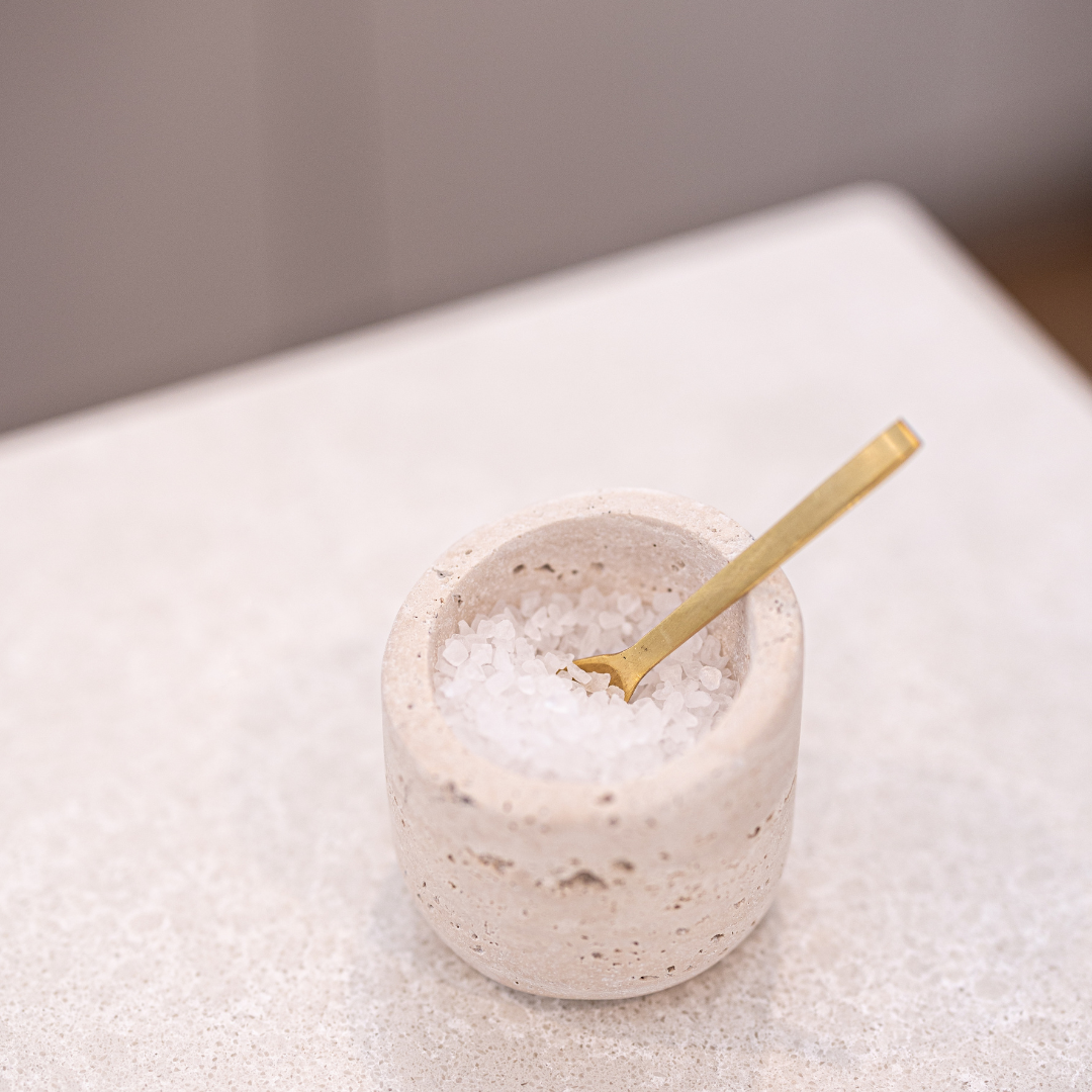 Travertine Salt Cellar With Spoon - Luxe B Co