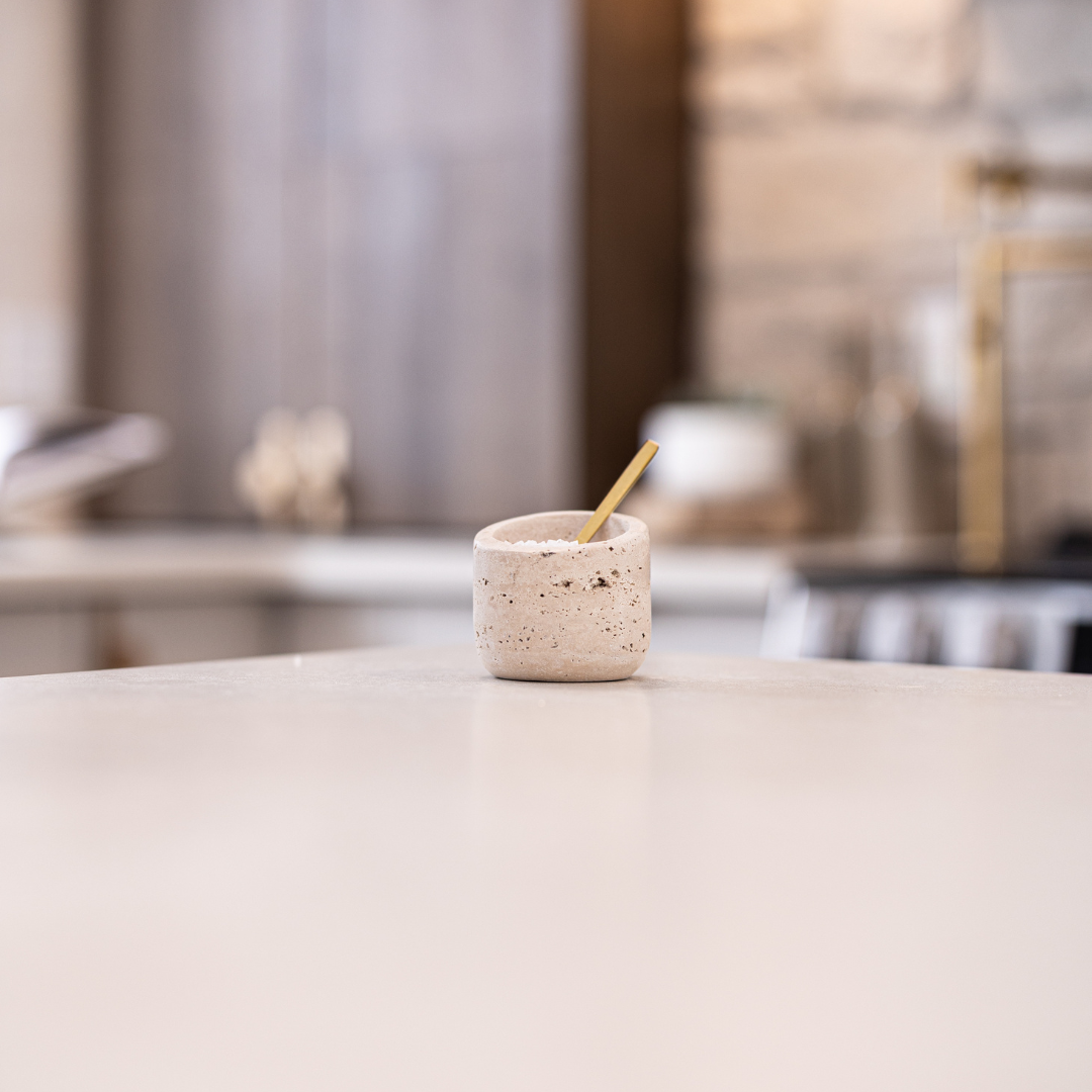 Travertine Salt Cellar With Spoon - Luxe B Co