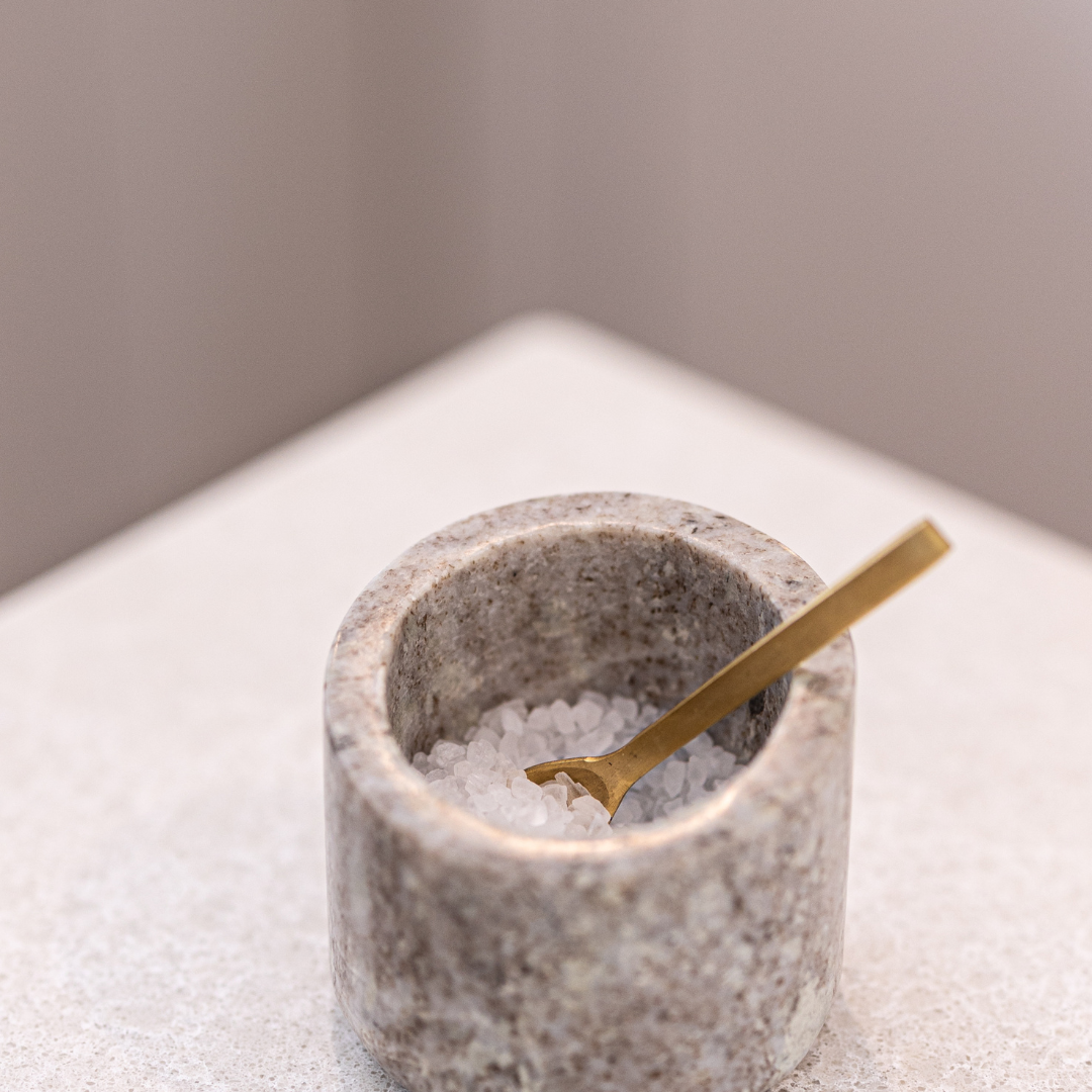 Grey Marble Salt Cellar With Spoon - Luxe B Co