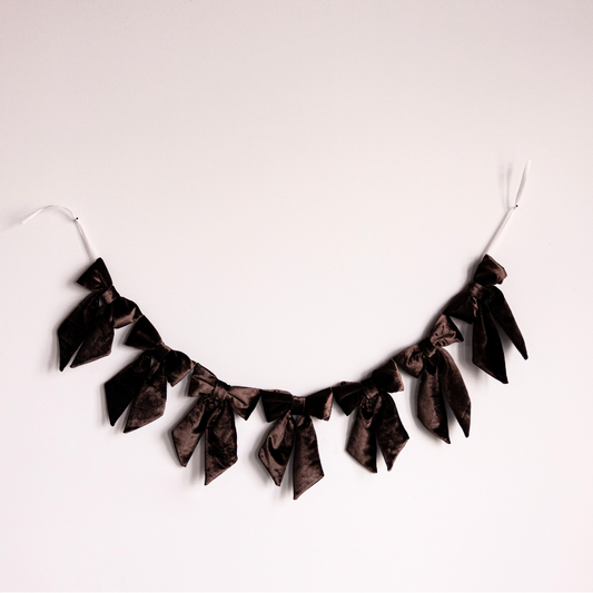 Set of brown velvet fabric bows from Luxe B Co, perfect for holiday or Christmas décor, featuring soft textured fabric bows.