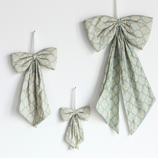 Teal Medallion Pattern Fabric Bows - Luxe B Co