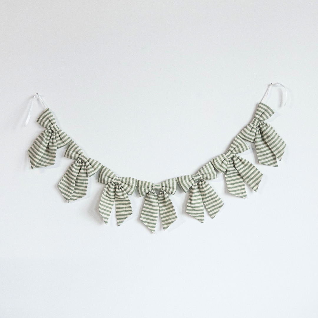 Striped Light Green Bow Garland - Luxe B Co