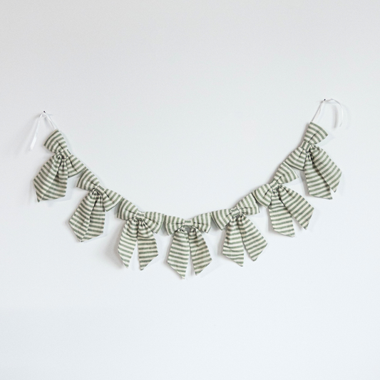 Striped Light Green Bow Garland - Luxe B Co