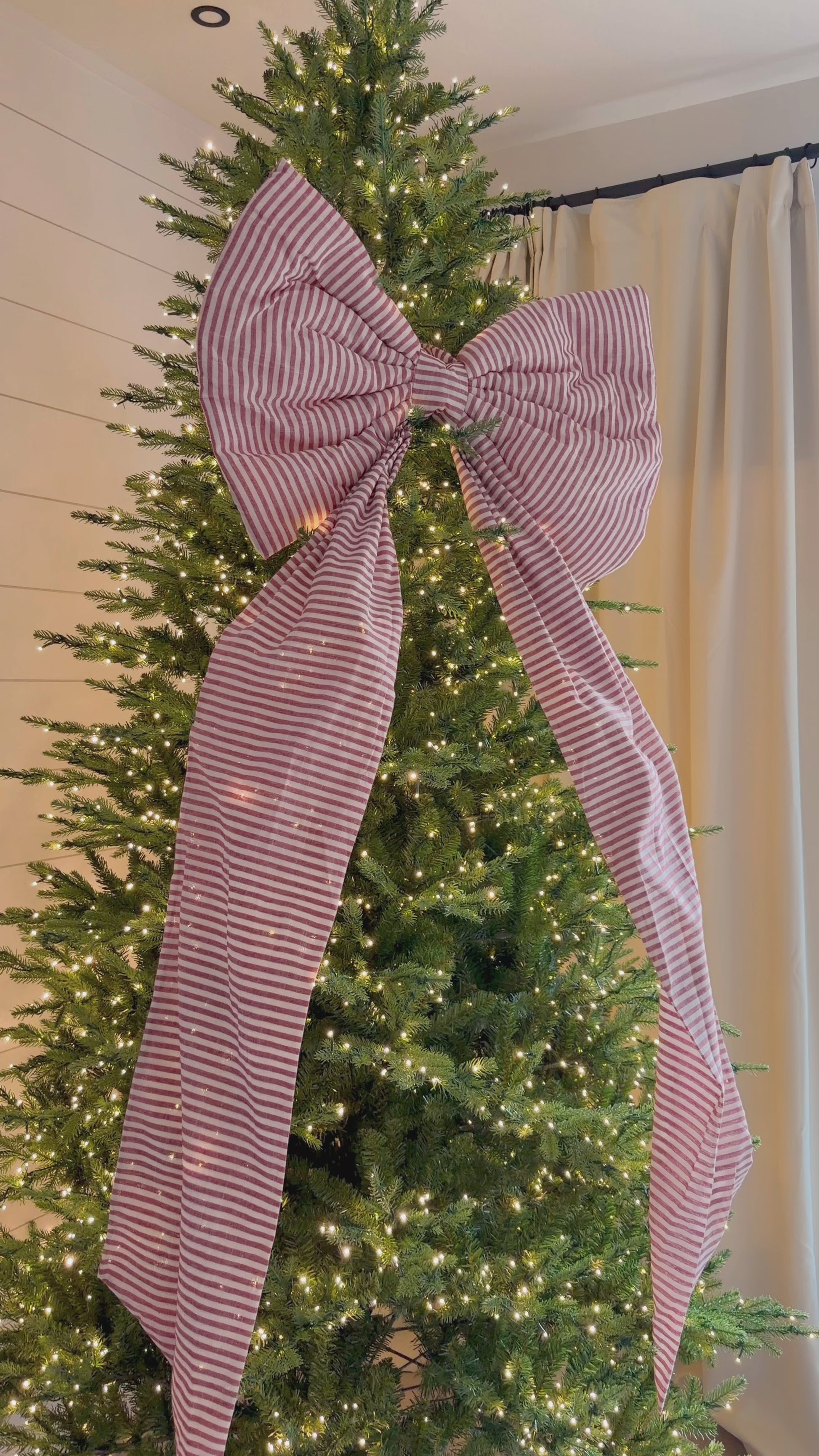 Oversized Cranberry Red Striped Bow