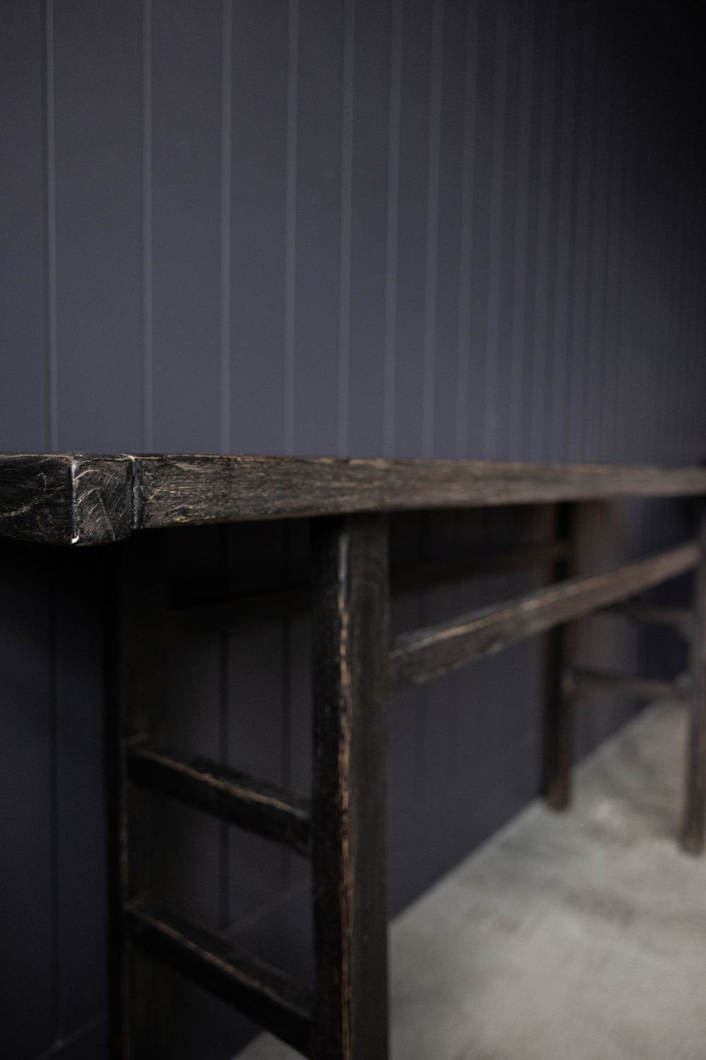 Alameda Black Wash Reclaimed Elm Wood Console Table Grand - Luxe B Co