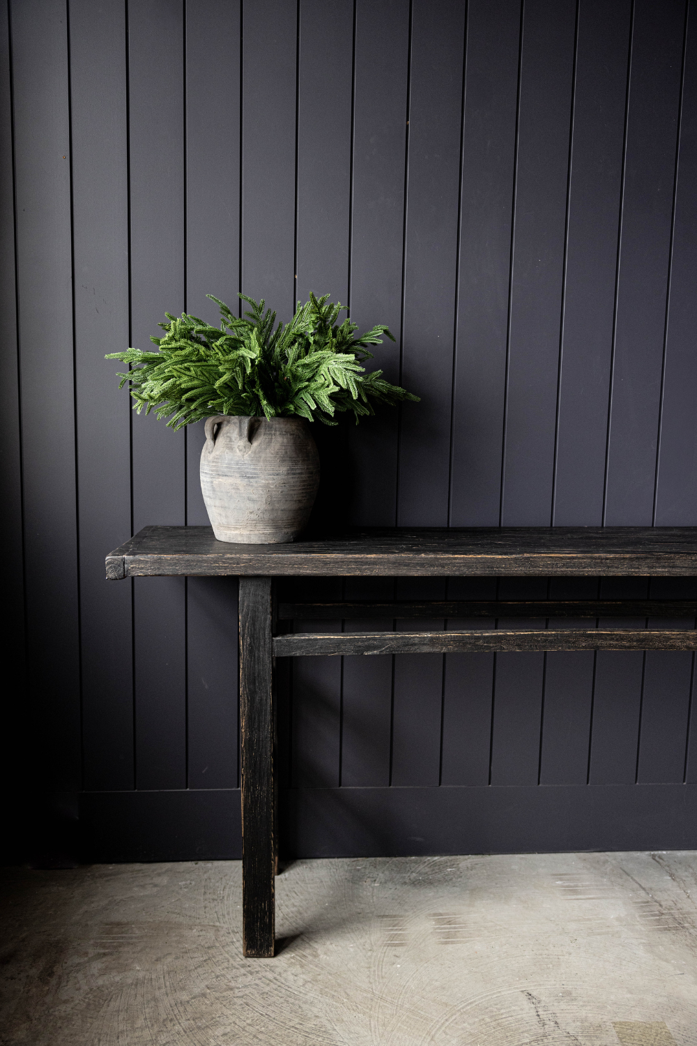Alameda Black Wash Reclaimed Elm Wood Console Table Grand - Luxe B Co