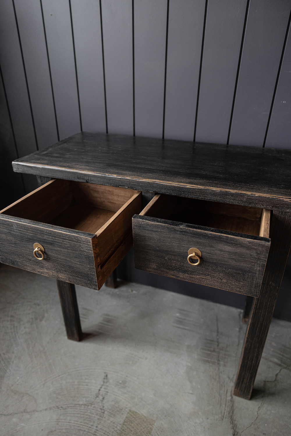 Palmdale Black Wash Elm Wood 2 Drawer Console Table