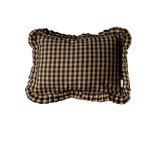 Ruffle Lumbar Pillow Sham Olive Green Gingham