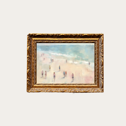 Antique Beach Walk | French Brass Gold Mould Framed Art