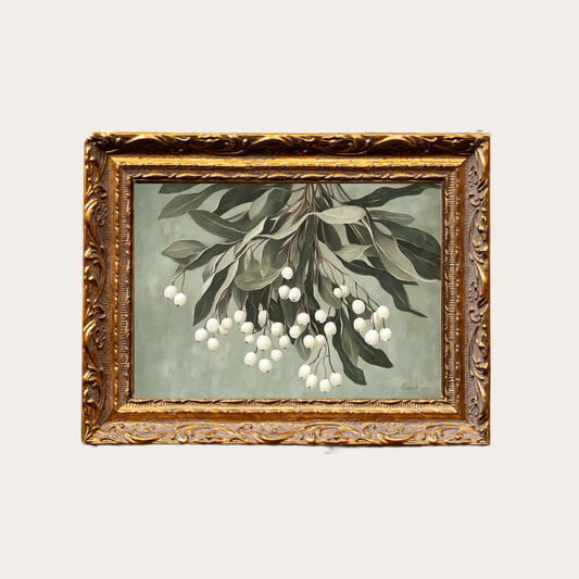 Muted Mistletoe | French Brass Gold Mould Framed Art