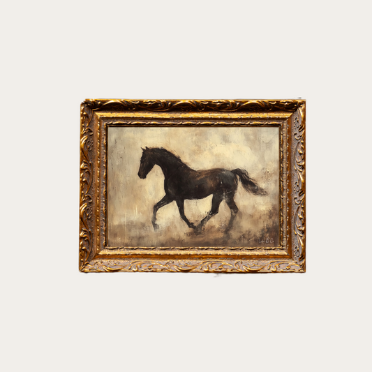 Horseback | French Brass Gold Mould Framed Art