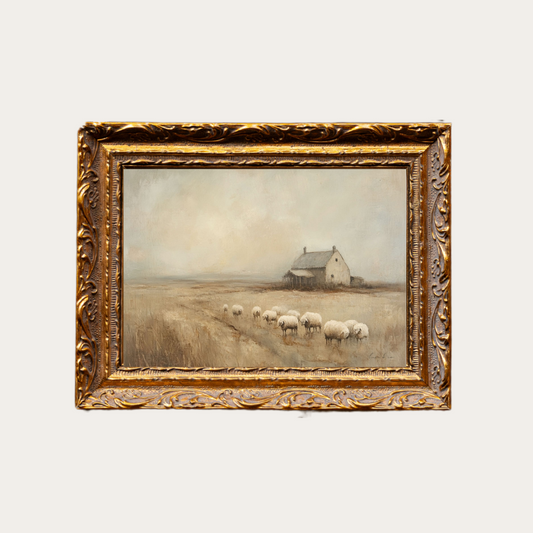 Vintage Farmland | French Brass Gold Mould Framed Art
