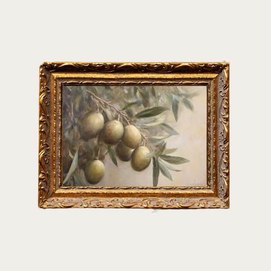 Vintage Olives | French Brass Gold Mould Framed Art