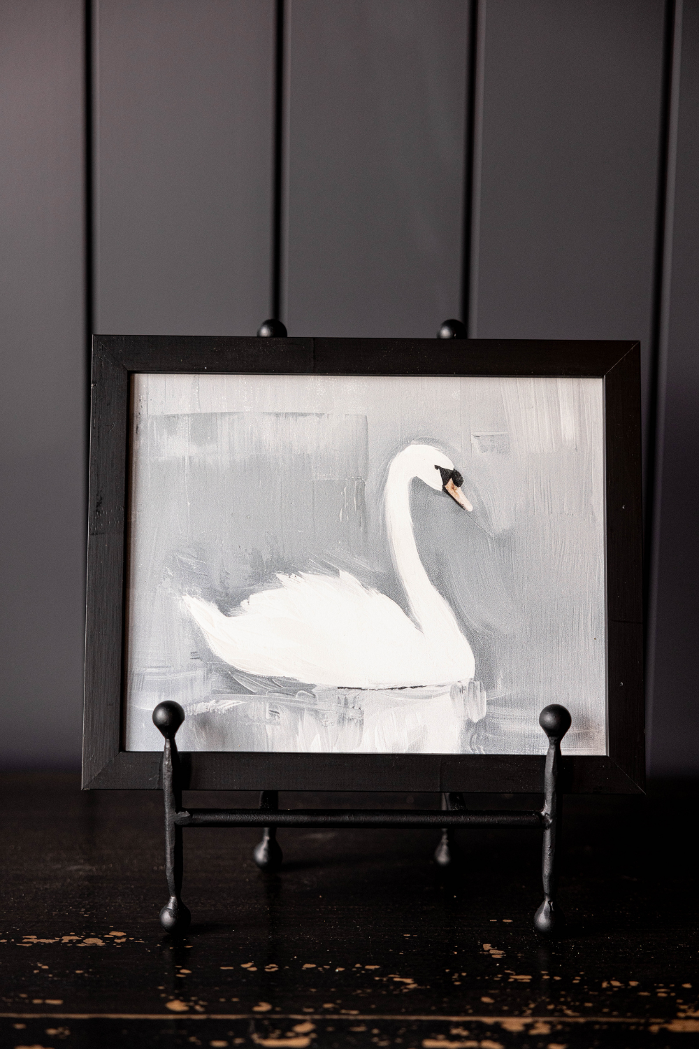 Watercolor Swan Black Framed Art | 113