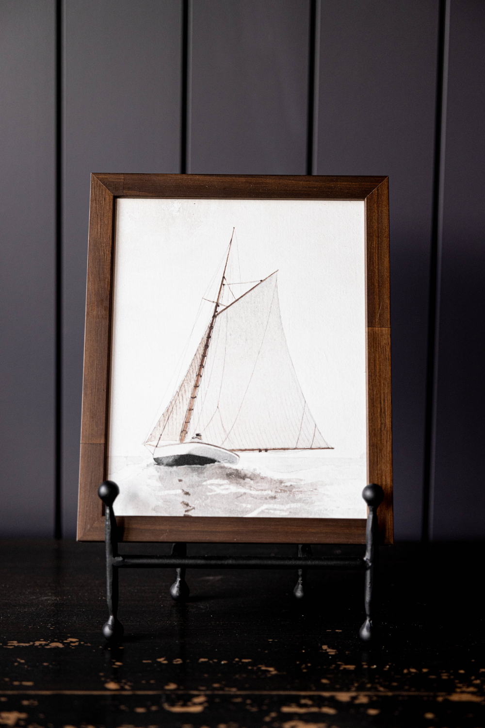 Sailboat Hazelnut Framed Art