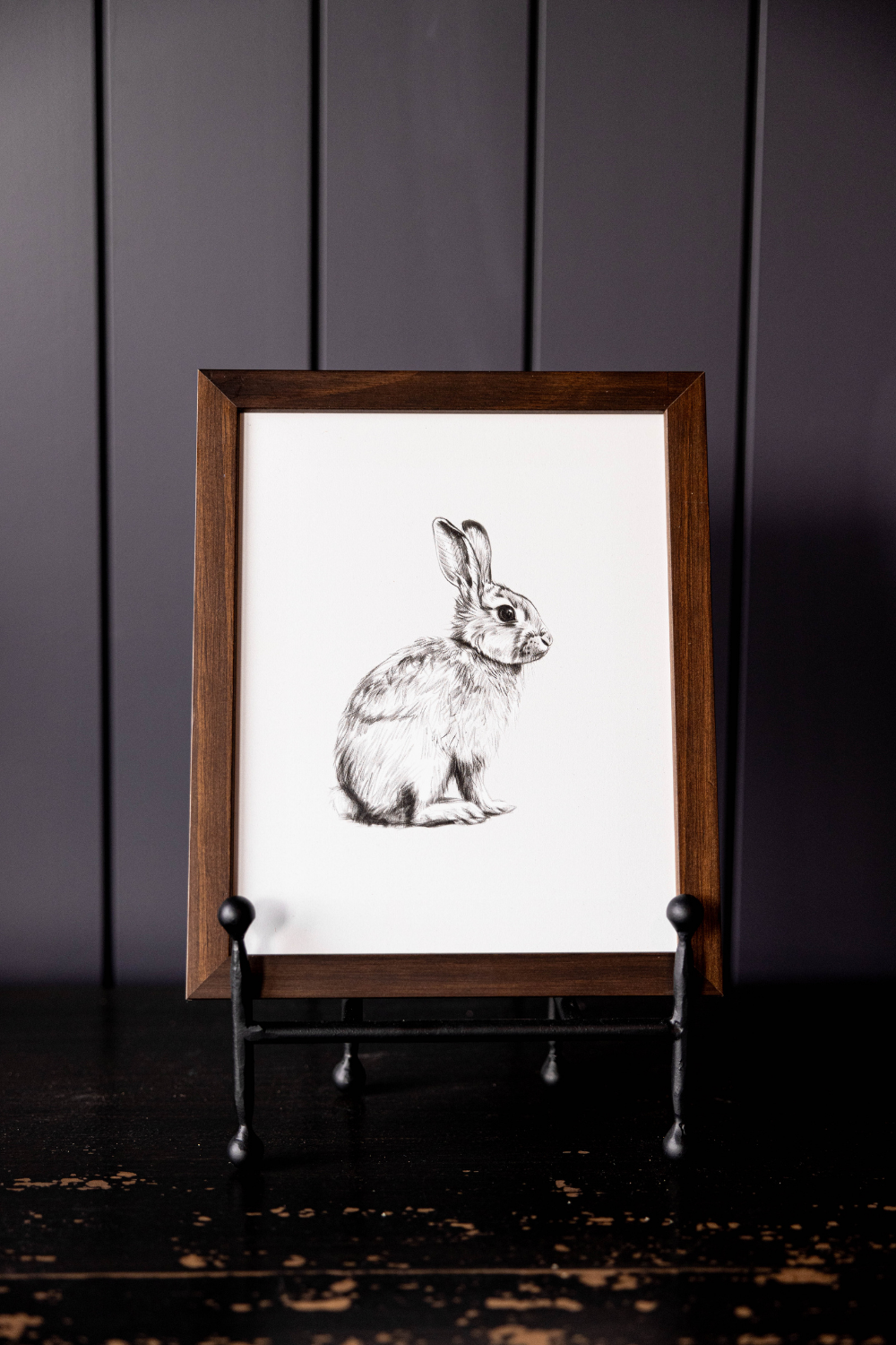 Rabbit Sketch Hazelnut Framed Art