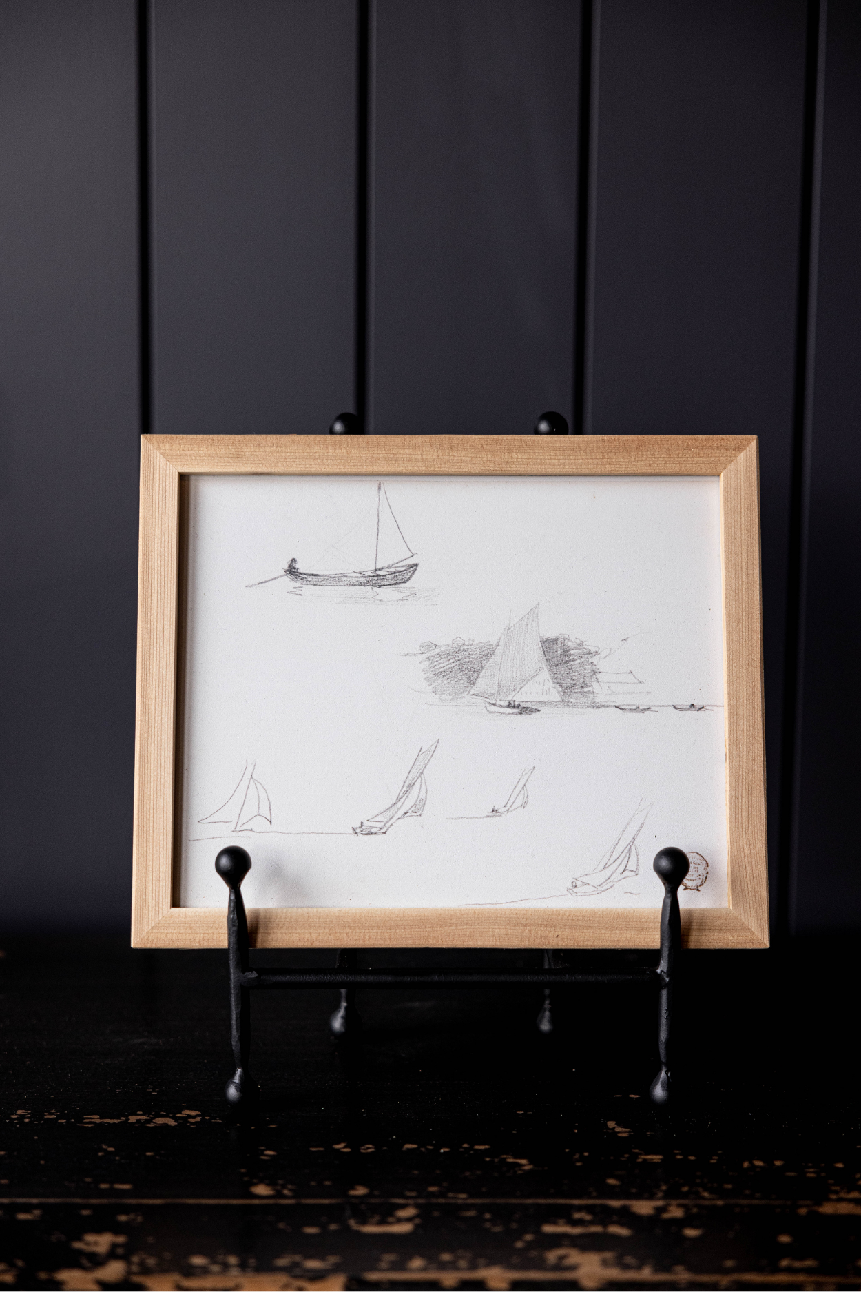 Sailboat Blueprints Pine Framed Art | By Luxe B Co.