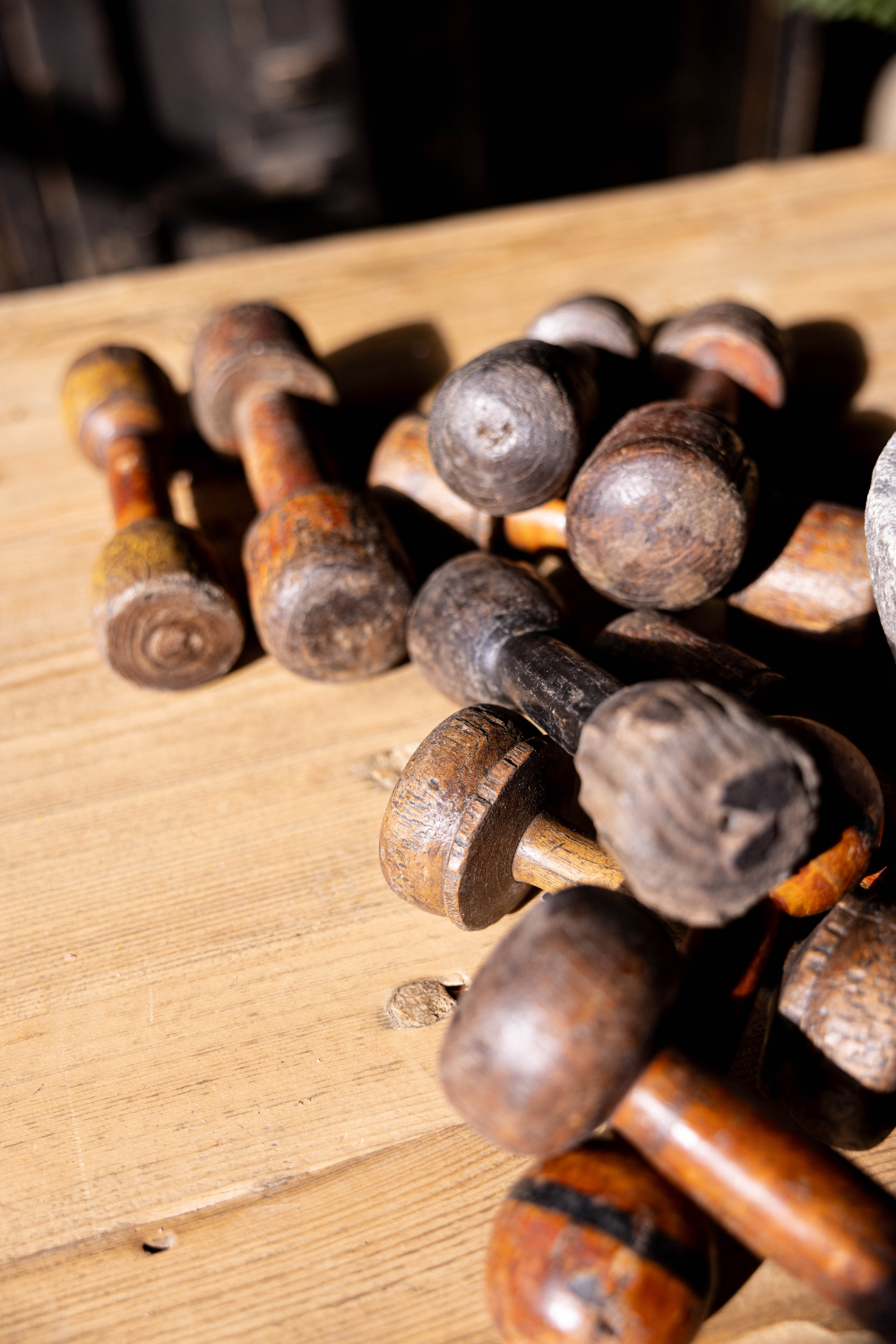 Vintage Wood Dumbbell