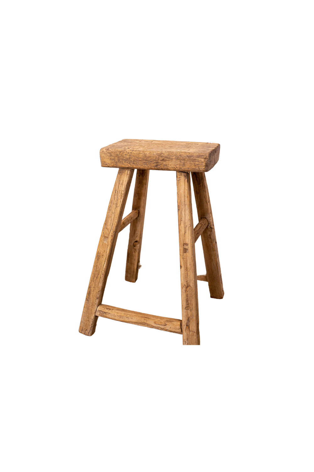 Vintage Square Elm Wood Stool - Luxe B Co