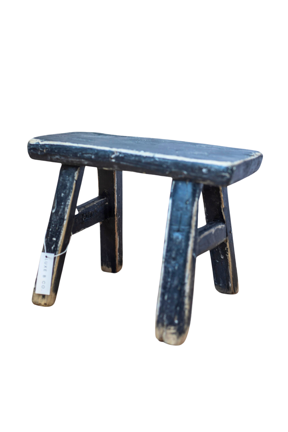 Vintage Small Wooden Stool Black - Luxe B Co