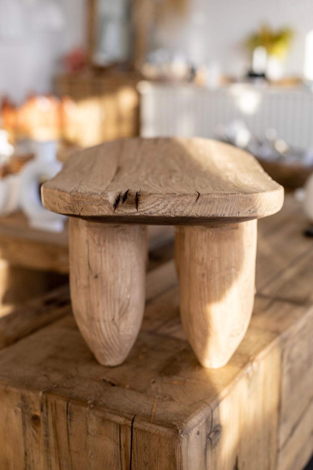 Senufo Stool Bench Natural Elm Small | By Luxe B Co. Senufo Stool Bench Natural Elm Small | By Luxe B Co.