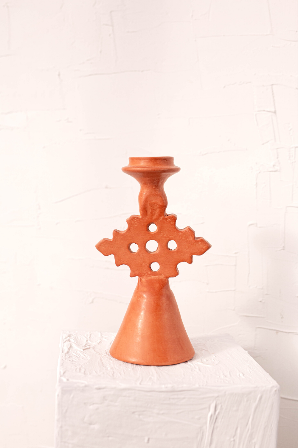 MARRAKECH TADELAKT TRIANGLE CANDLE HOLDER SMALL TERRACOTTA - Luxe B Co
