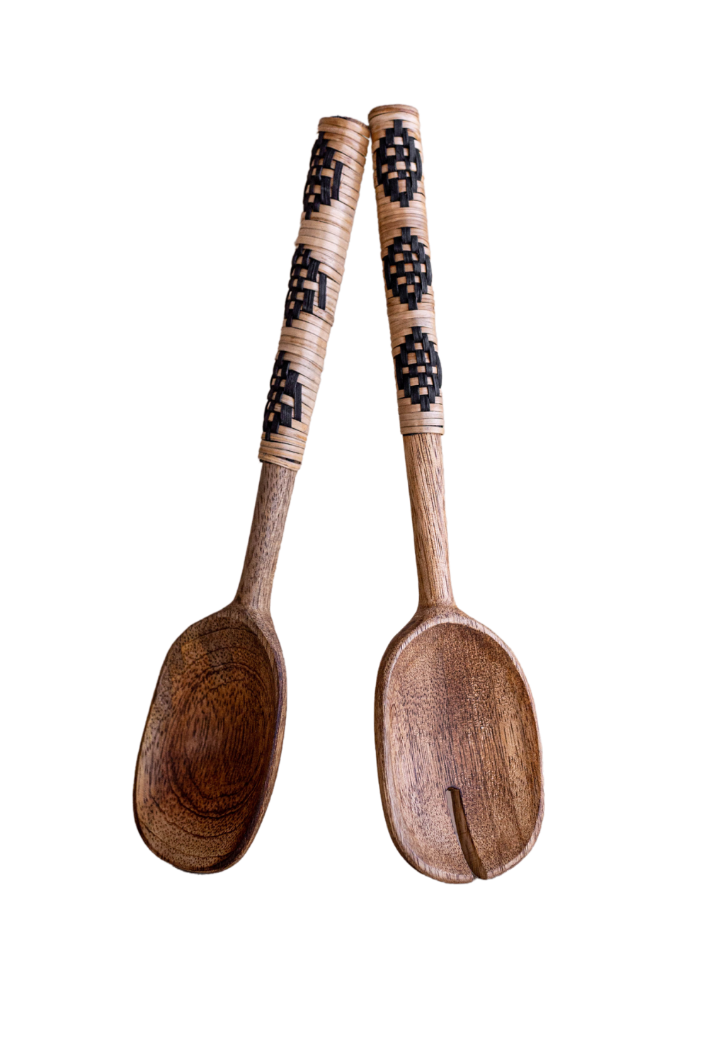 Mango wood salad servers by Luxe B Co, featuring natural wood grain and sleek design for serving salads elegantly.