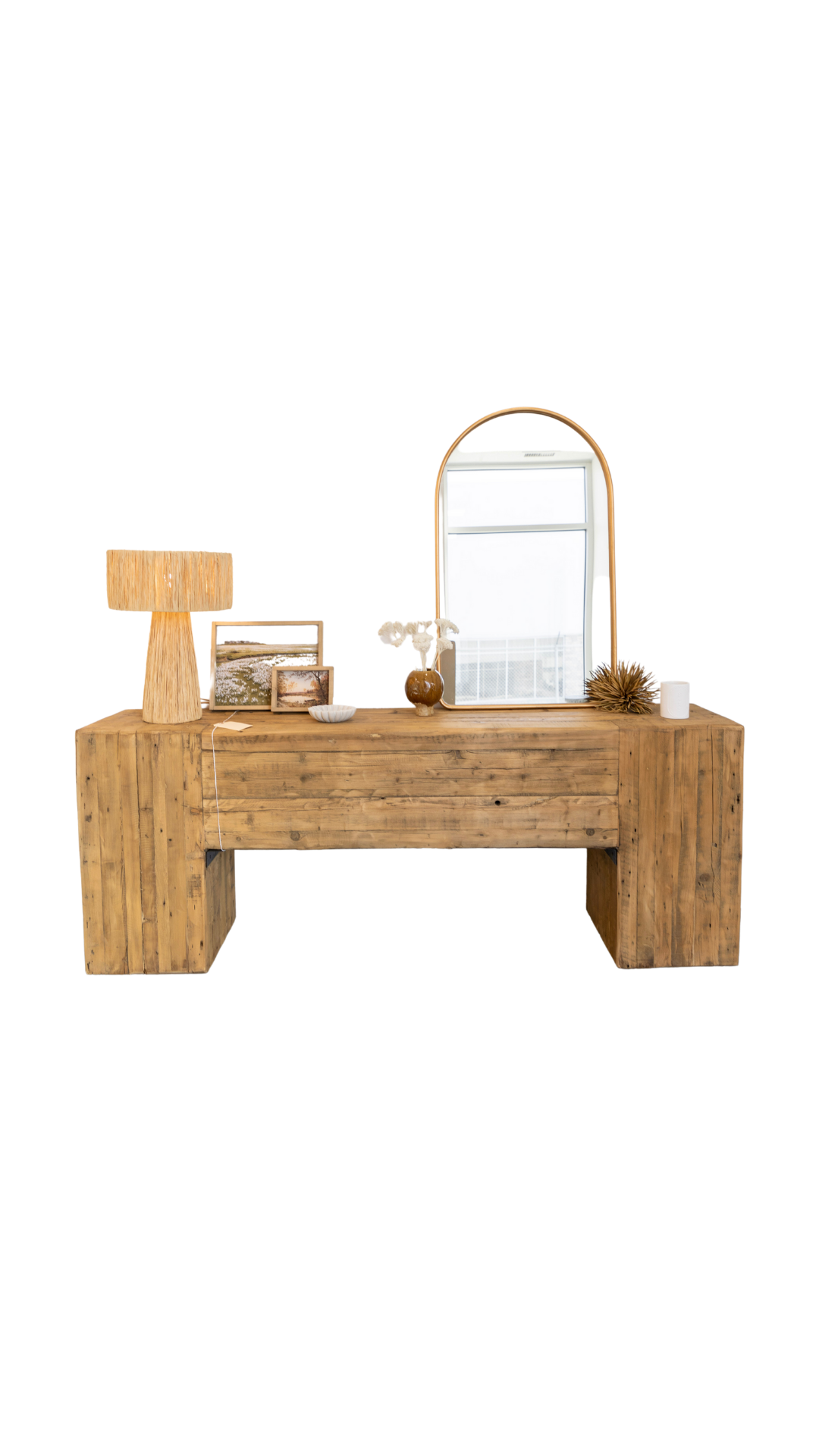 English Beam Reclaimed Elm Wood Console Table | By Luxe B Co. 
