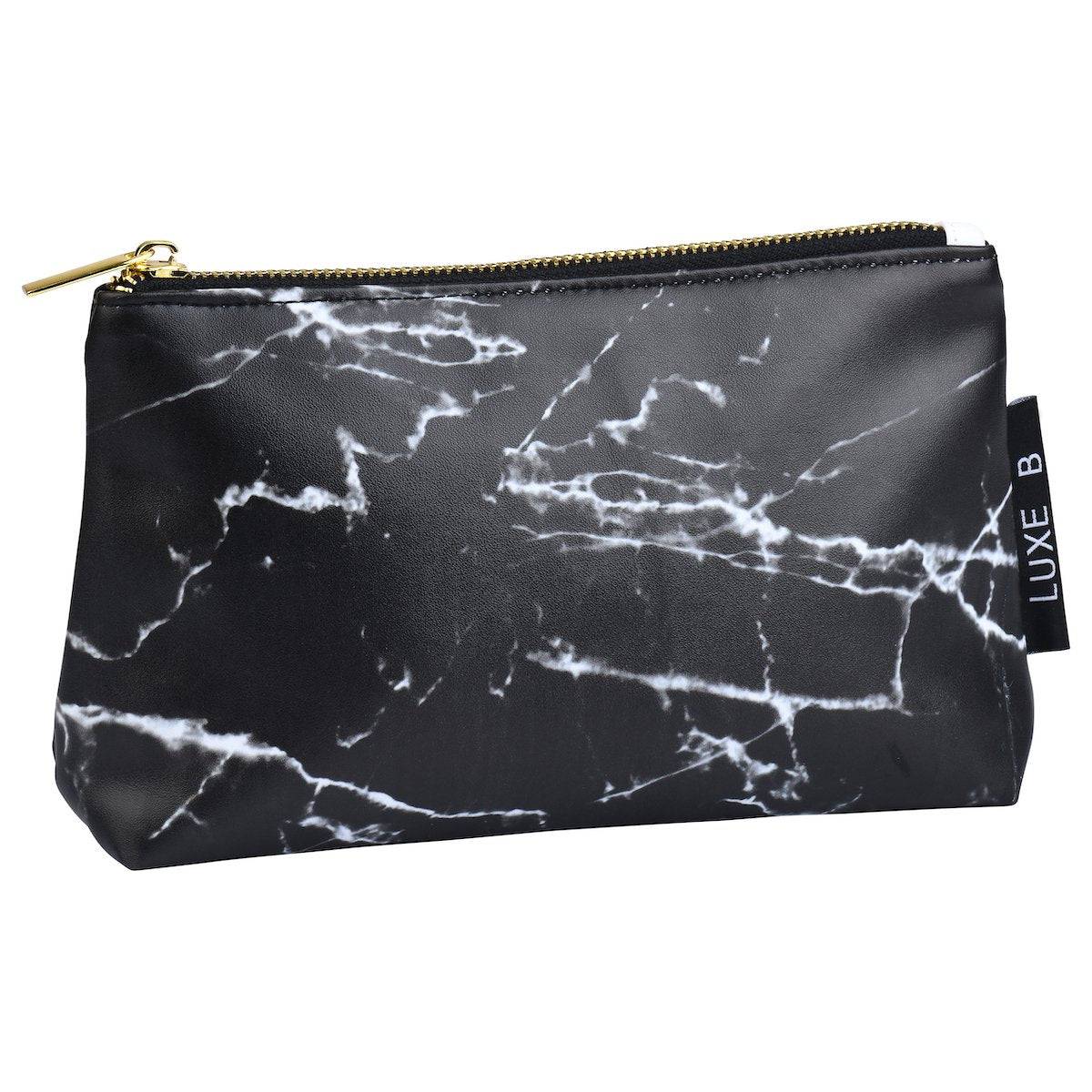 LUXE B Marble Cosmetic Makeup Bag- Black - Luxe B Co